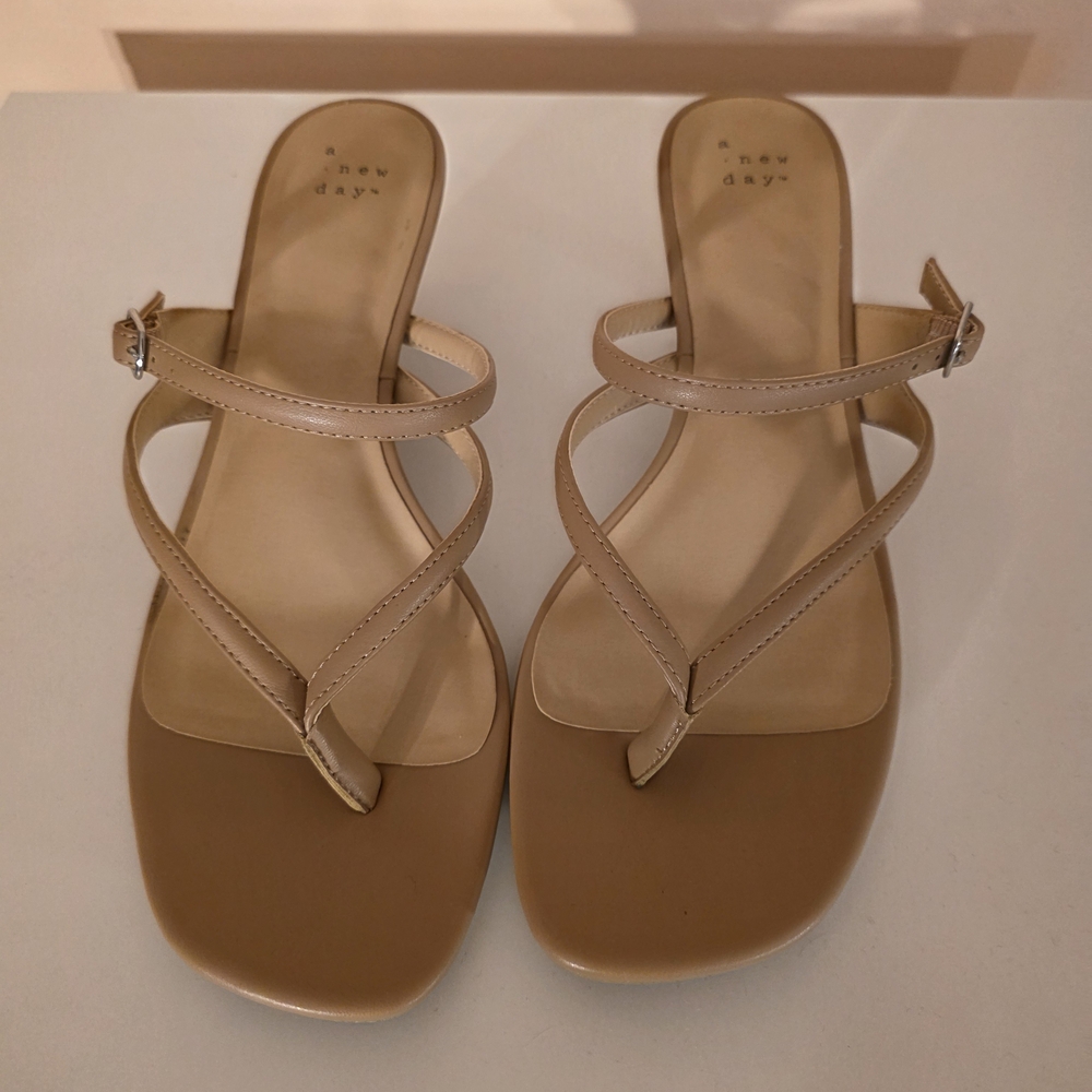 Target New Day Tan Strappy Toe-Loop Sandals